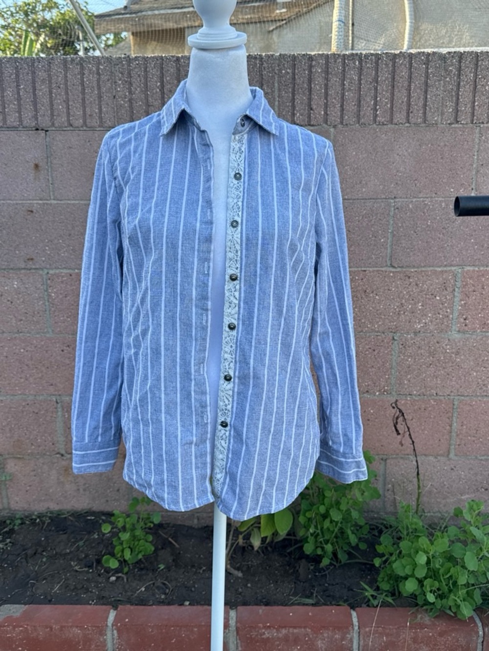 Crescent Blue and White Striped Lightweight Shirt